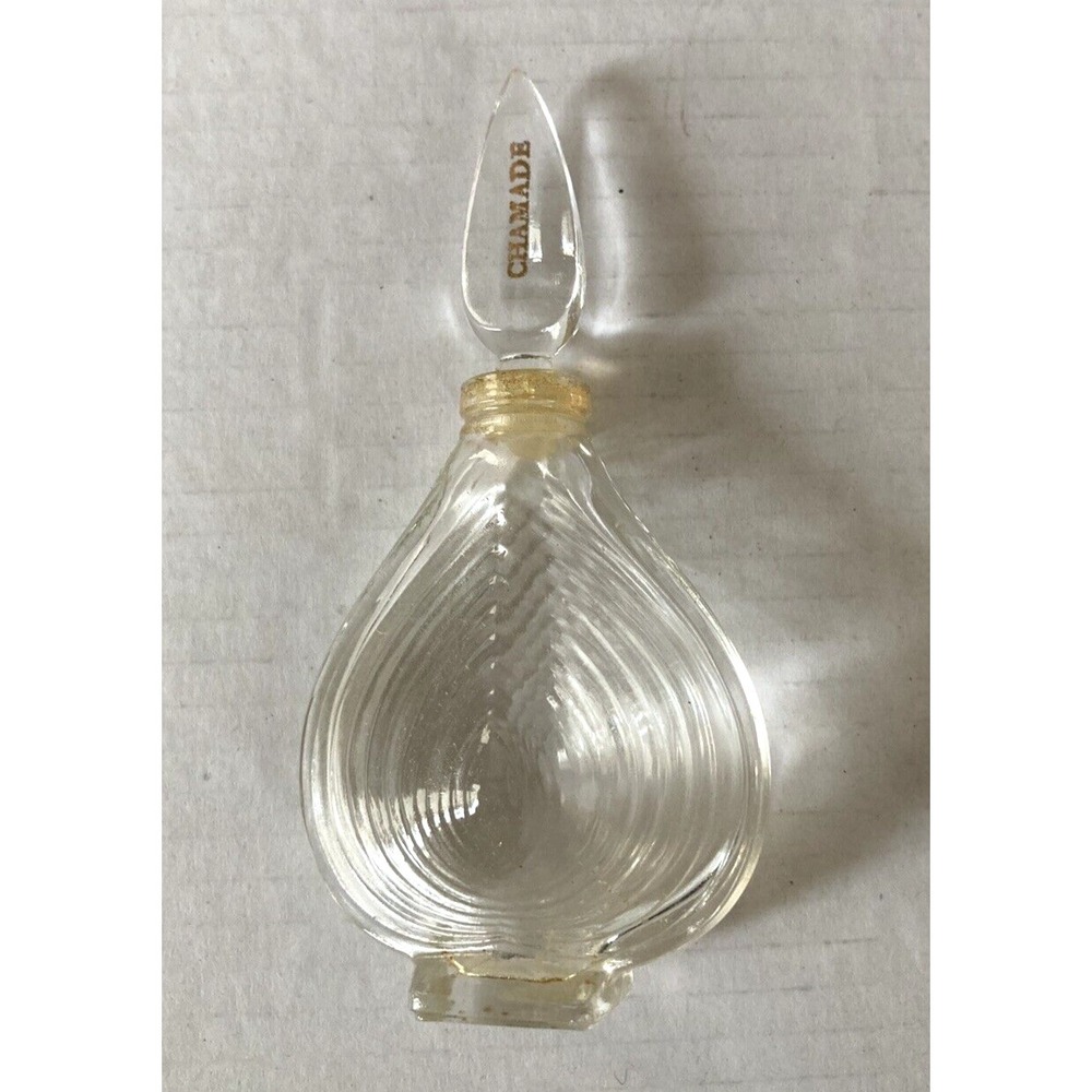 Vintage vanity glass miniature perfume bottle Guerlain Chamade 1/2 oz empty